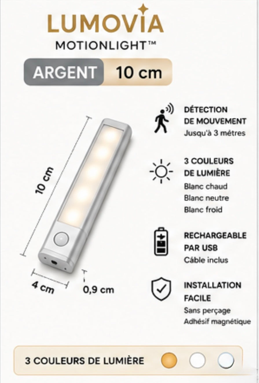 Lumovia MotionLight™ – Lampe LED rechargeable avec détecteur de mouvement
