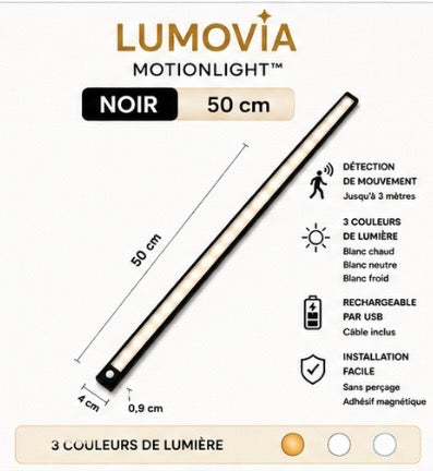 Lumovia MotionLight™ – Lampe LED rechargeable avec détecteur de mouvement