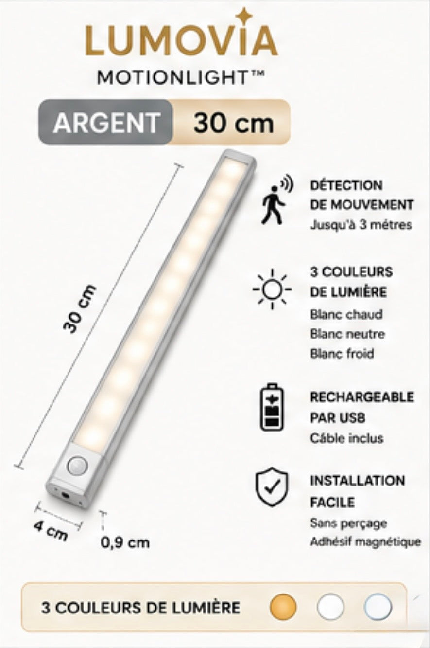 Lumovia MotionLight™ – Lampe LED rechargeable avec détecteur de mouvement