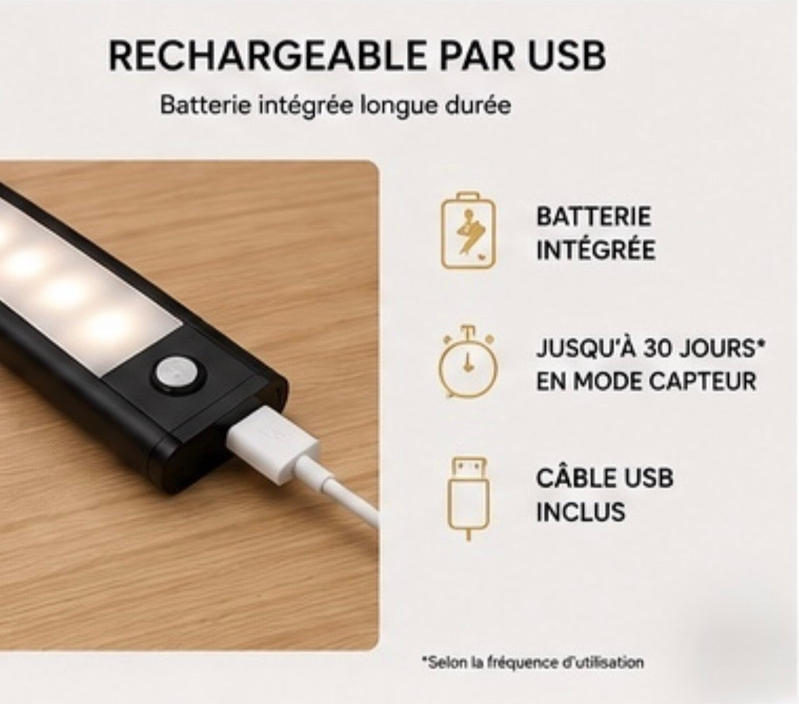 Lumovia MotionLight™ – Lampe LED rechargeable avec détecteur de mouvement