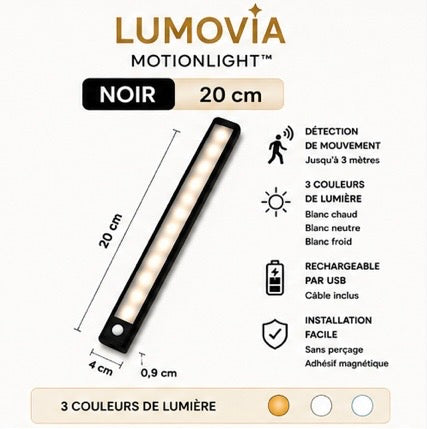 Lumovia MotionLight™ – Lampe LED rechargeable avec détecteur de mouvement