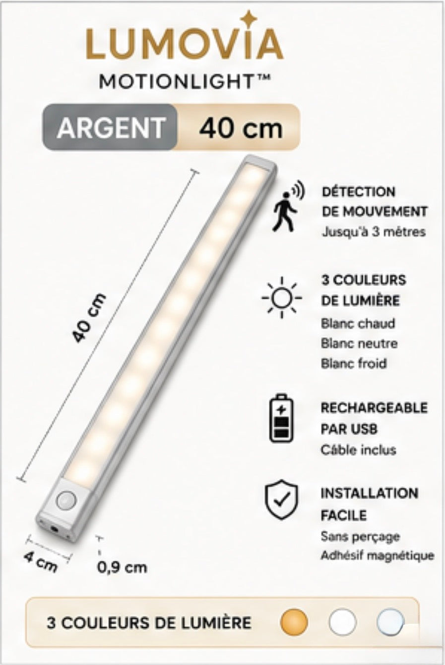 Lumovia MotionLight™ – Lampe LED rechargeable avec détecteur de mouvement