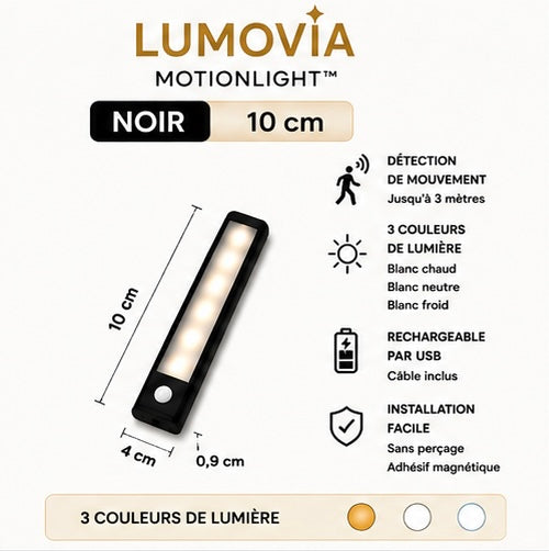 Lumovia MotionLight™ – Lampe LED rechargeable avec détecteur de mouvement