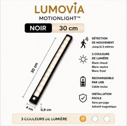Lumovia MotionLight™ – Lampe LED rechargeable avec détecteur de mouvement